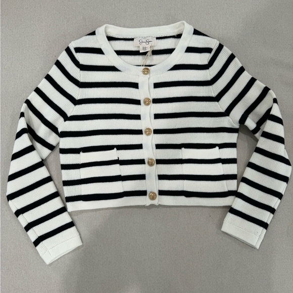 NWT JESSICA SIMPSON Black & White Stripe Long Sleeve Cardigan Size Xs - Picture 3 of 11